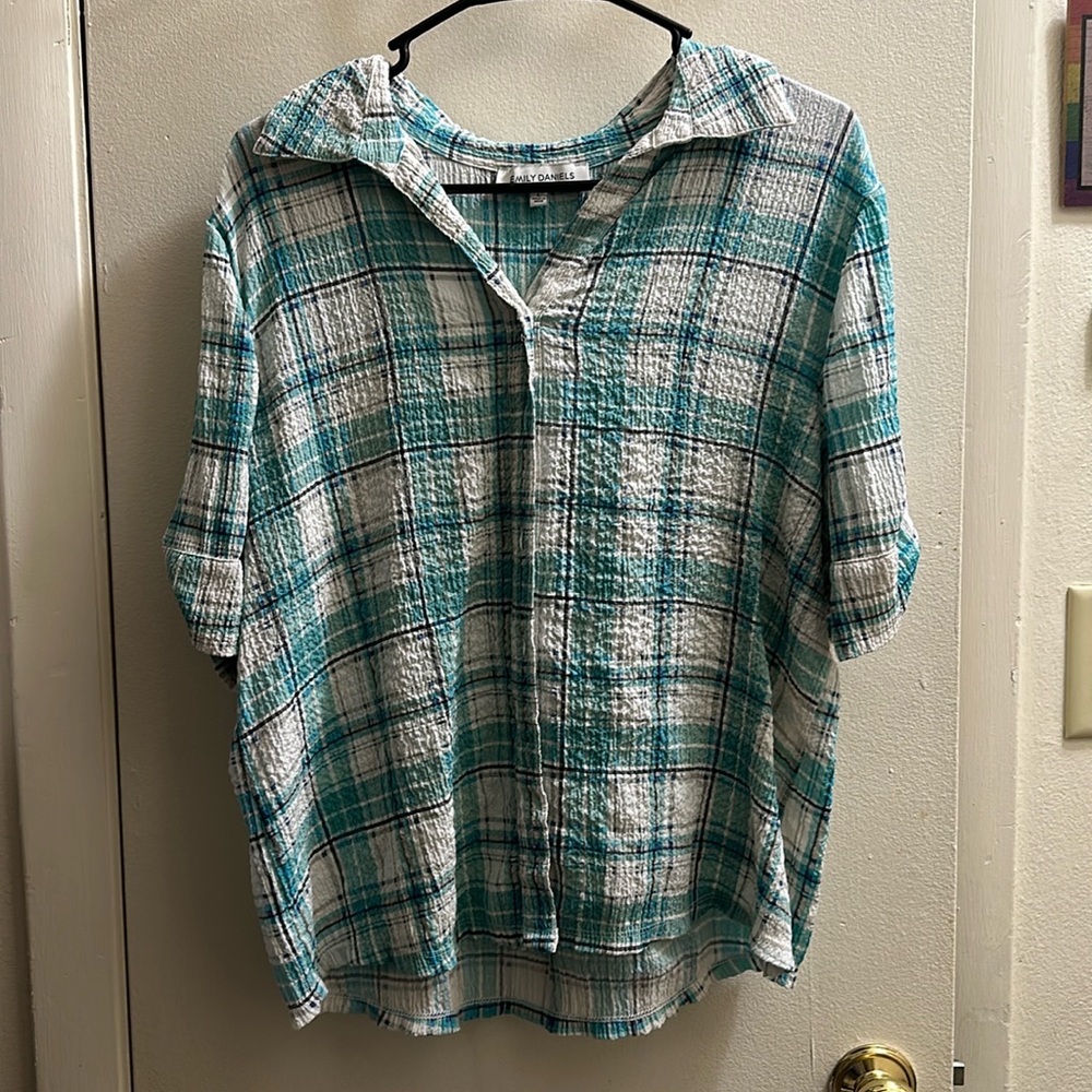 Seersucker button up shirt
